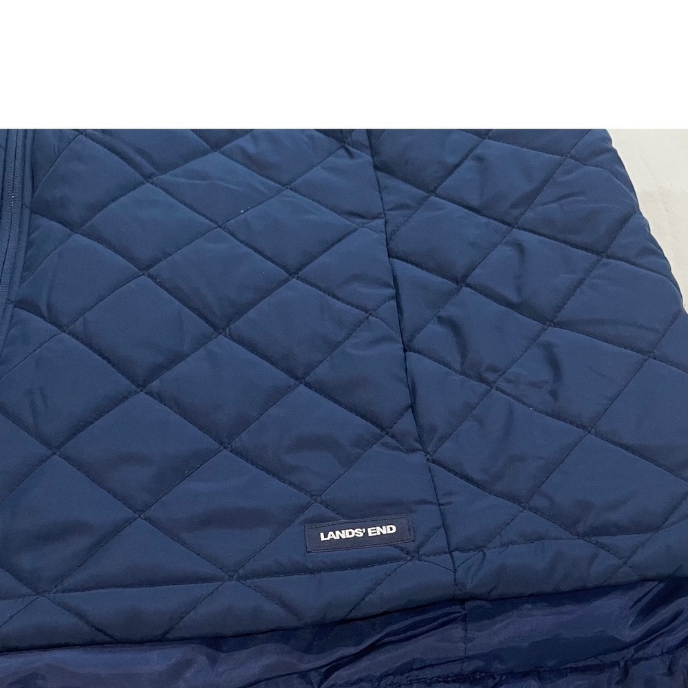 Lands End Mens Navy Blue Diamond Quilted Full Zip Insulated Vest RN 62830 - Picture 2 of 5